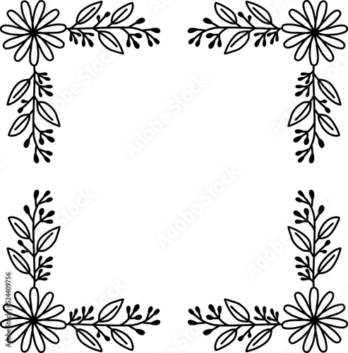 floral frame illustration on transparent background