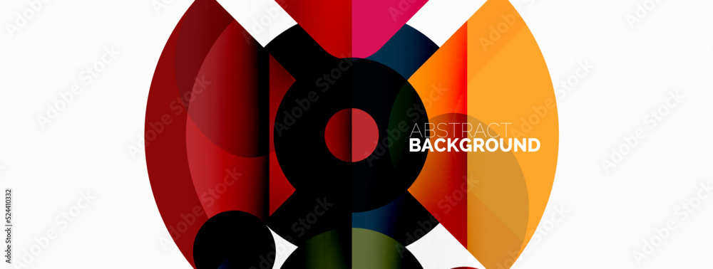 Colorful round shapes, circles and triangles background. Minimal geometric template for wallpaper, banner, presentation Colorful round shapes, circles and triangles background. Minimal geometric template for wallpaper, banner, presentation