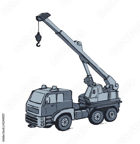 Machine with crane. Vector drawing
