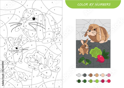 Color by numbers for children illustration
