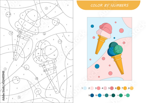 Color by numbers for children illustration