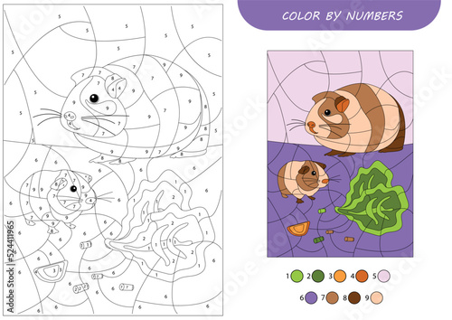 Color by numbers for children illustration