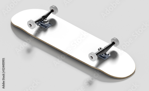 Skateboard deck template  empty space for your graphic.  PNG format - transparent is only a deck painting - isolated on a white ground.