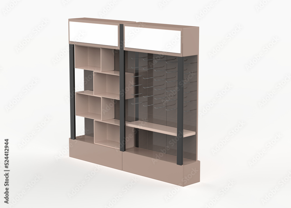 Display stand, retail display stand for product , display stands isolated on white background. 3d illustration Display stand, retail display stand for product , display stands isolated on white background. 3d illustration