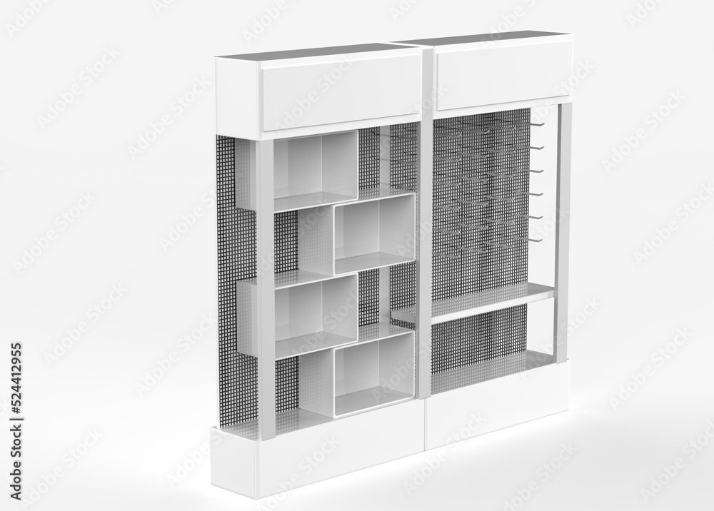 Display stand, retail display stand for product , display stands isolated on white background. 3d illustration Display stand, retail display stand for product , display stands isolated on white background. 3d illustration