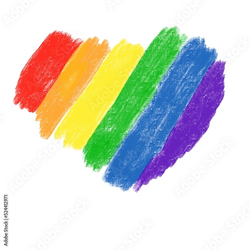 Rainbow color heart. LGBT pride symbol. Heart in rainbow LGBT flag colors - paint style illustration. Lesbian, Gay, Bisexual and Transgender rights