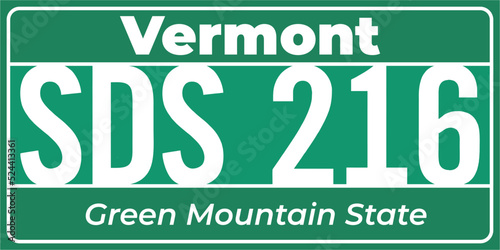 Vehicle license plates marking in Vermont in United States of America, Car plates. Vehicle license numbers of different American states. Vintage print for tee shirt graphics,sticker and poster
