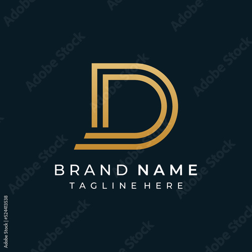 Logo template design Initial geometry of the letter D. Logo design with a minimalist and elegant style. Logo for companies and initials.