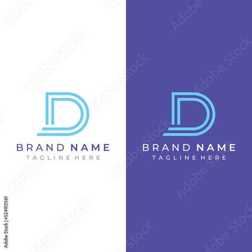 Logo template design Initial geometry of the letter D. Logo design with a minimalist and elegant style. Logo for companies and initials.