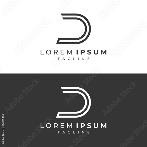 Logo template design Initial geometry of the letter D. Logo design with a minimalist and elegant style. Logo for companies and initials.