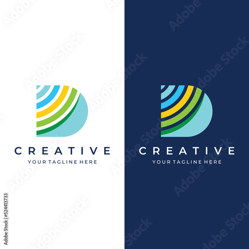 Logo template design Initial geometry of the letter D. Logo design with a minimalist and elegant style. Logo for companies and initials.