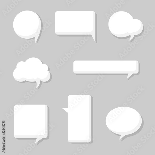 collection set of blank black and white hand drawing speech bubble balloon, think speak talk text box, banner, flat vector illustration design