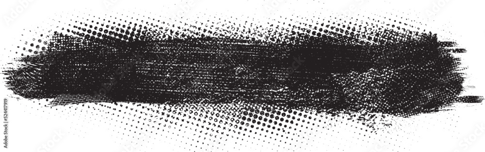 Glitch distorted brush stroke . Noise destroyed logo . Trendy defect ...