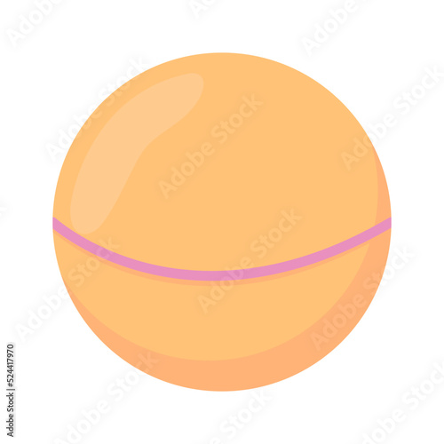 Orange ball semi flat color vector object. Toy for sportive games. Editable element. Full sized item on white. Childhood simple cartoon style illustration for web graphic design and animation
