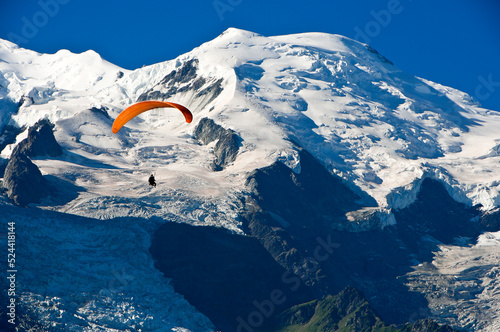 Paragliders above the Chamonix Valley, Chamonix Mont-Blanc, France