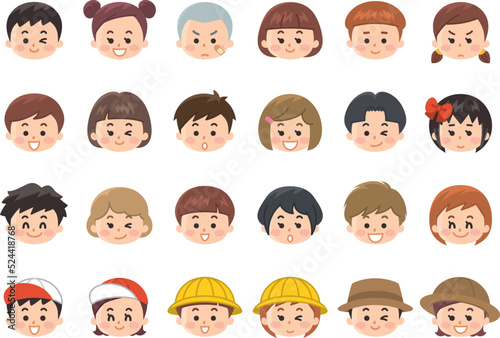 子供たちの笑顔　顔アイコン