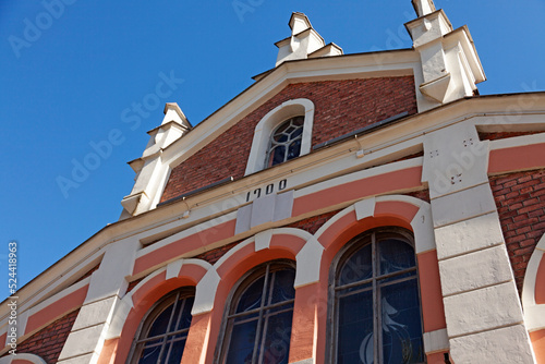 Vaasa, Finland - June 20, 2022: part of the facade of the city's market hall photo