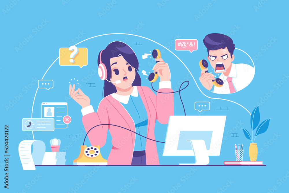customer service with customer illustration customer service with customer illustration