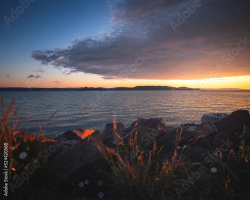 Amazing sunset over lake Ba...