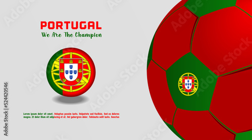 vector background Portugal flag with ball soccer , social media template, perfect color combination