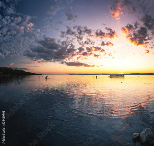 Fototapeta Naklejka Na Ścianę i Meble -  Amazing sunset over lake Balaton, Hungary in summer