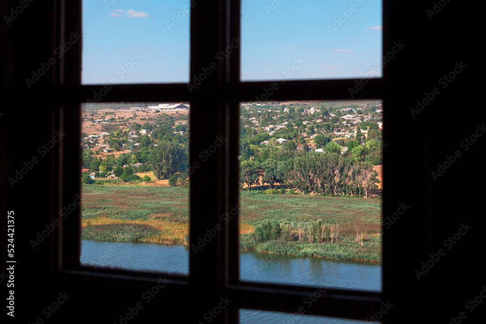Nature view through the window . Natural view in window Nature view through the window . Natural view in window