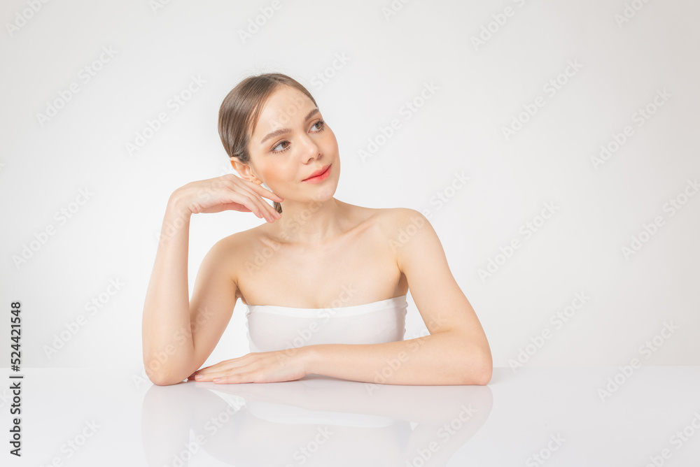 Portrait of a beautiful young asian female woman lady with clean, fresh and healthy smooth fair skin. Suitable for cosmetic, spa or massage advertisement, online social media and promotion sale usage. Portrait of a beautiful young asian female woman lady with clean, fresh and healthy smooth fair skin. Suitable for cosmetic, spa or massage advertisement, online social media and promotion sale usage.