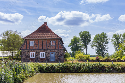 Farm house at estate Gut Wotersen castle in Roseburg Schleswig-Holstein in Germany used as movie set for some German movies photo