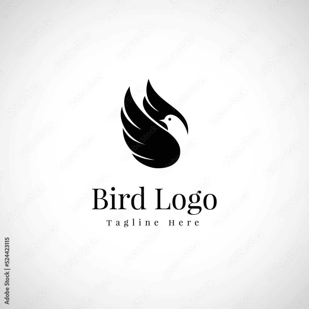 Bird logo, black and white