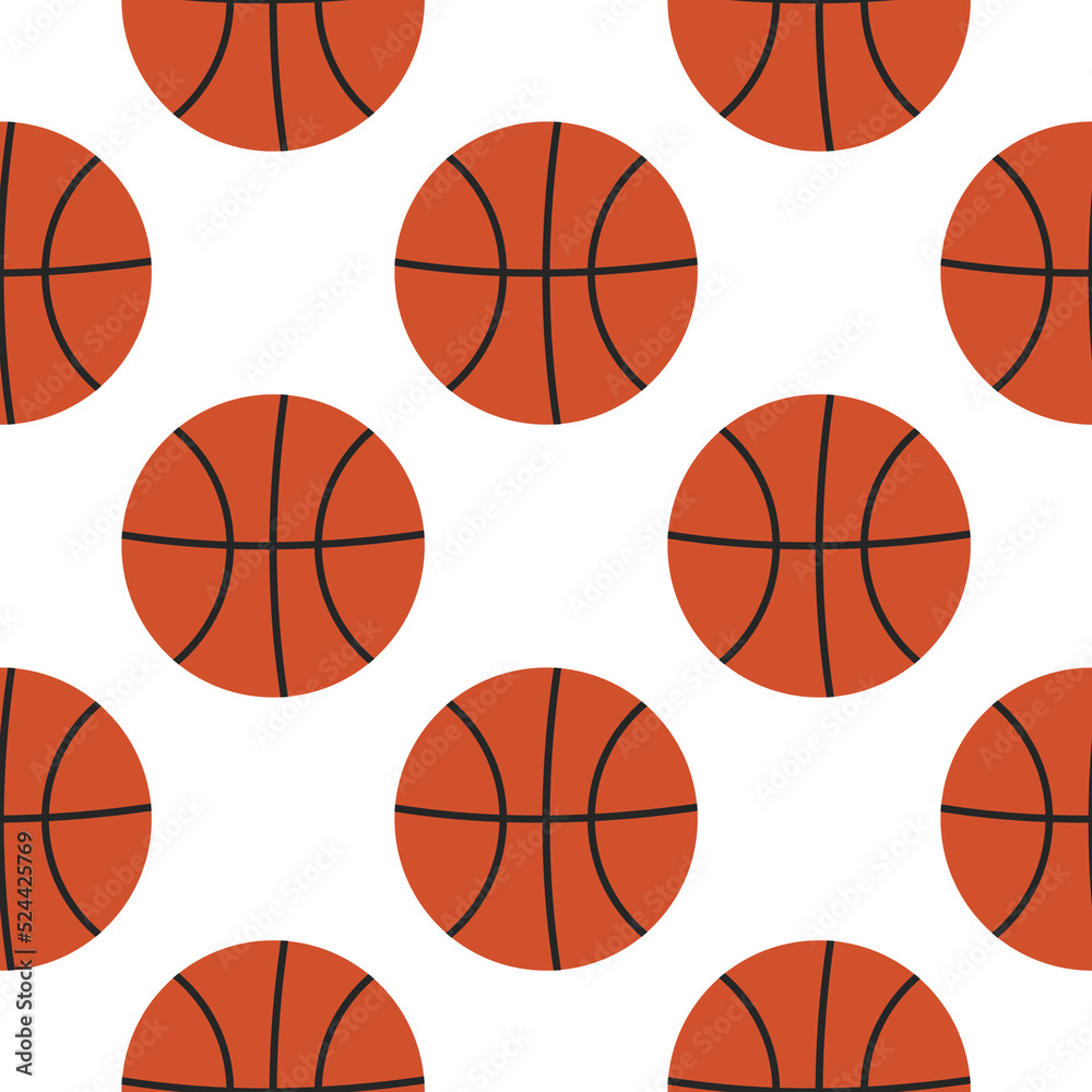 basketball seamless pattern on white background