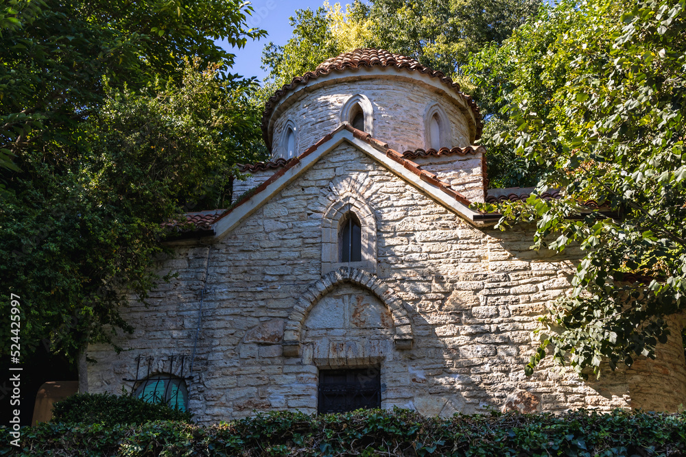 Obraz premium Stella Maris chapel in Palace park and Botanic garden in Balchik city, Bulgaria