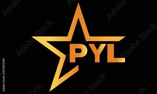 PYL golden luxury star icon three letter logo design vector template. royal logo | luxury logo | jewelry logo | premium logo | iconic logo | Victoria logo |	
