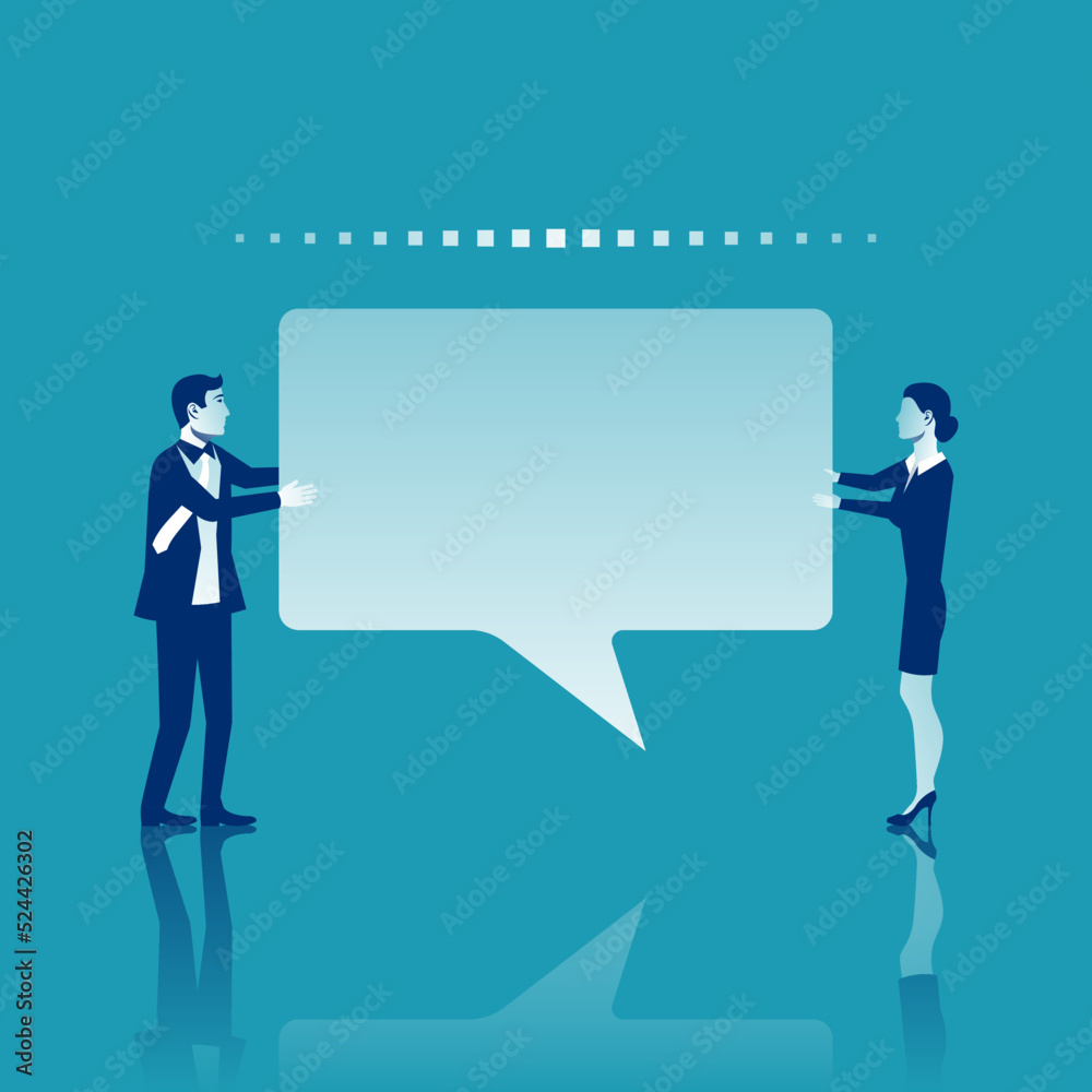 Communication between a man and a woman. Conversation of different sexes. Symbol of equality. Discussion of businessmen, business people. Vector illustration flat design. Isolated on background. Communication between a man and a woman. Conversation of different sexes. Symbol of equality. Discussion of businessmen, business people. Vector illustration flat design. Isolated on background.