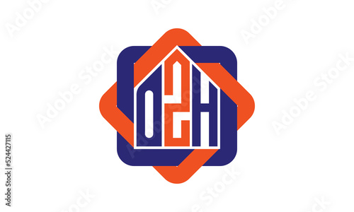 OZH three letter real estate logo with home icon logo design vector template | construction logo | housing logo | engineering logo | initial letter logo | minimalist logo | property logo |