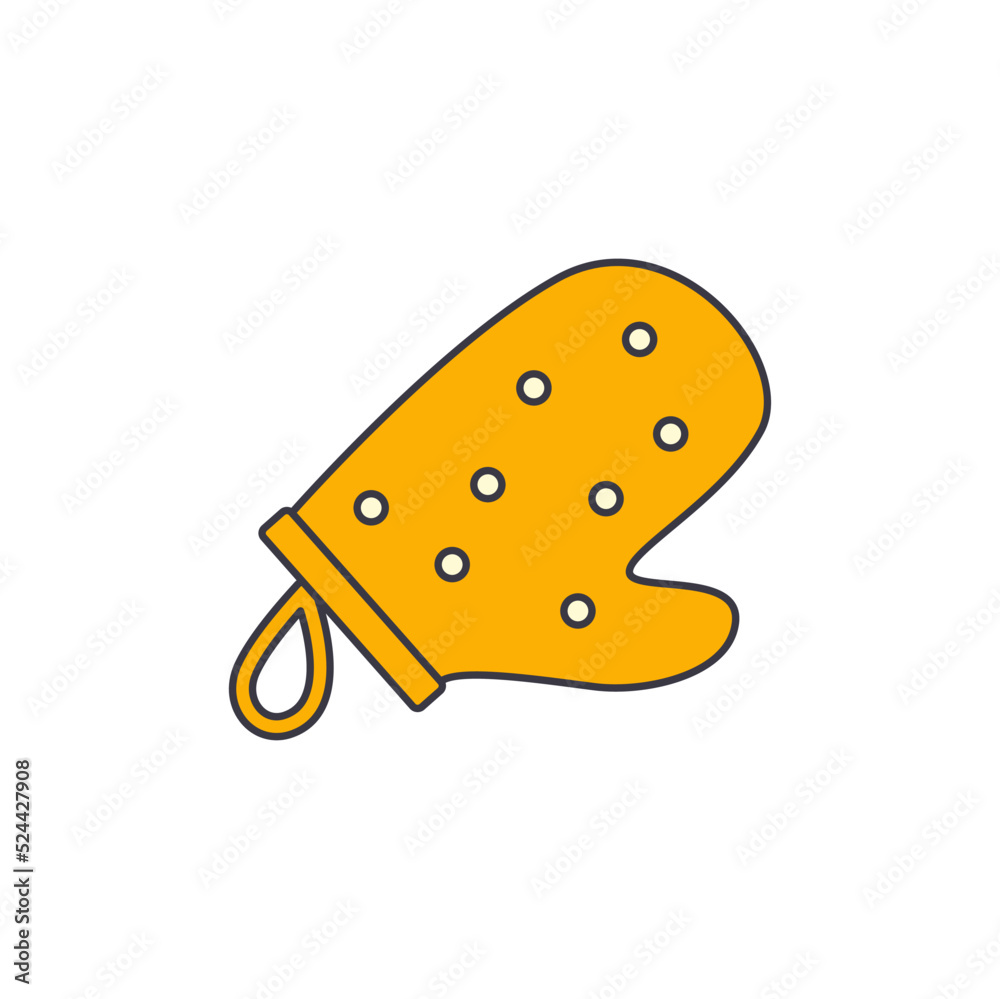 Cooking glove, oven glove icon in color, isolated on white background Cooking glove, oven glove icon in color, isolated on white background