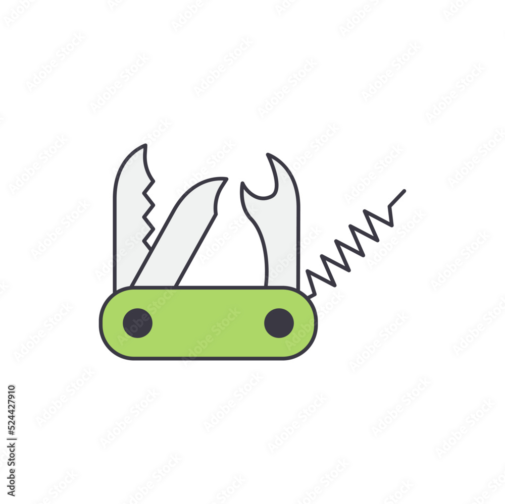 Army knife icon in color, isolated on white background Army knife icon in color, isolated on white background