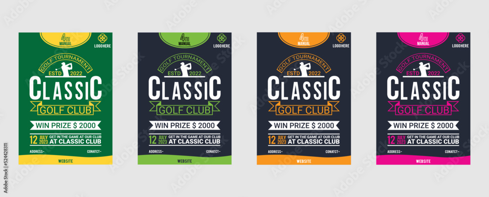 Golf flyer template. Golf tournament invitation flyer template graphic design.