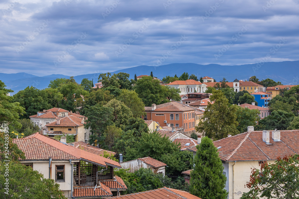 Building roofs in Plovdiv city in Bulgaria
