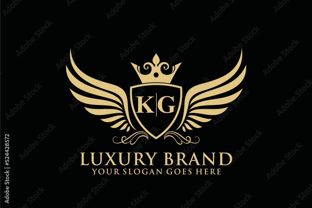 letter Initial KG elegant luxury monogram logo or badge template with ...