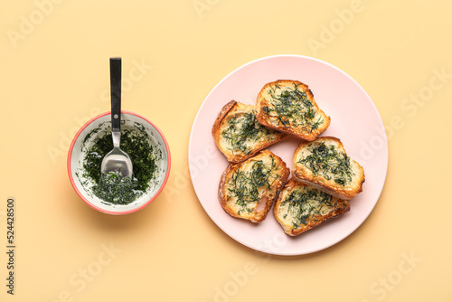 Plate with slices of toaste...