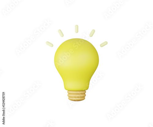 3D light bulb on pink background, icon, bright idea concept. 3D rendering illustration.