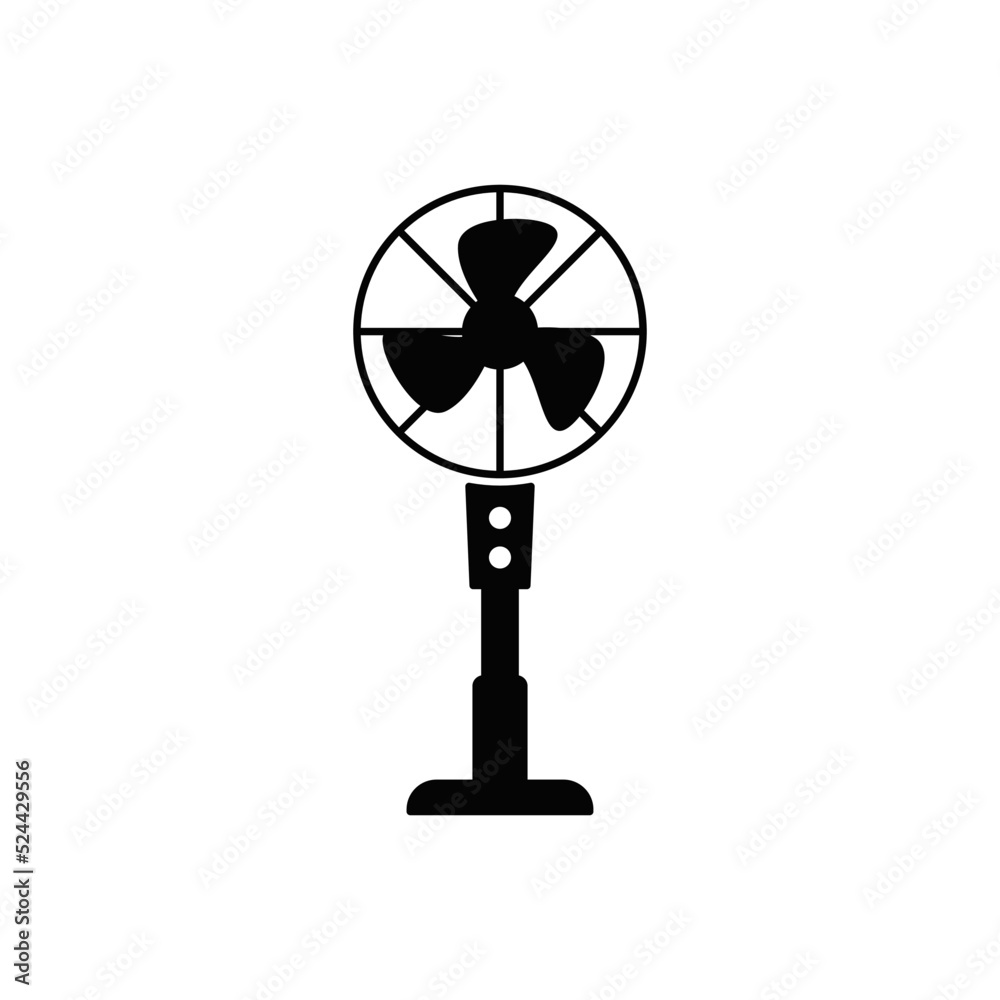 Obraz premium Pedestal fan icon in black flat glyph, filled style isolated on white background