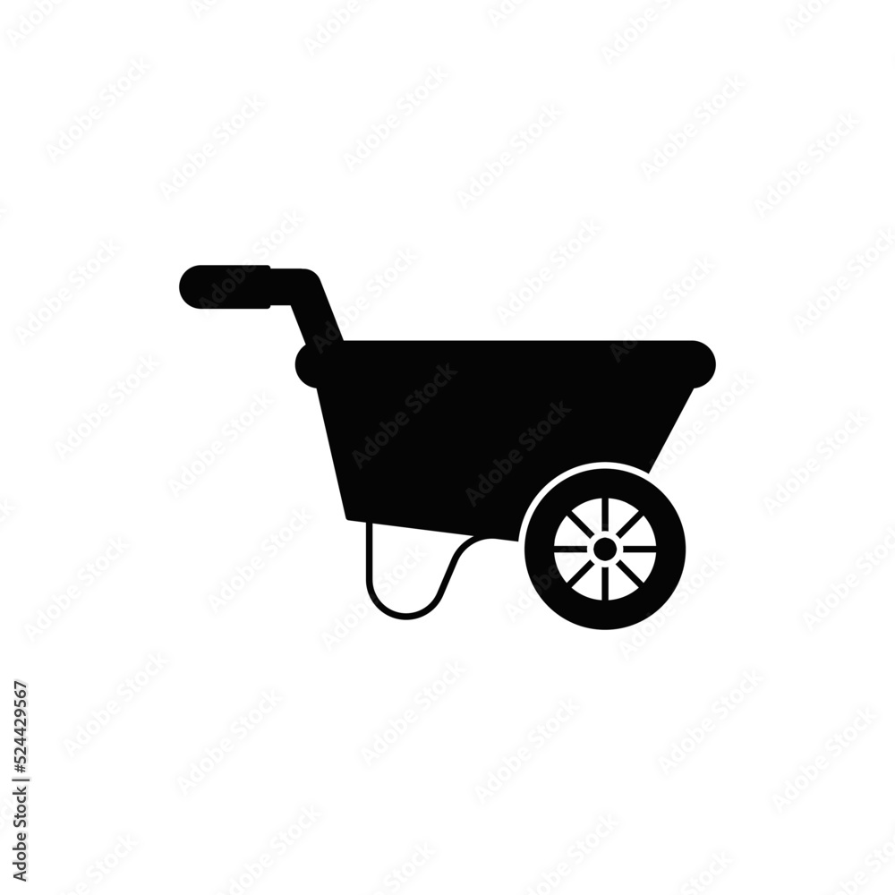 garden wheelbarrow icon in black flat glyph, filled style isolated on white background garden wheelbarrow icon in black flat glyph, filled style isolated on white background