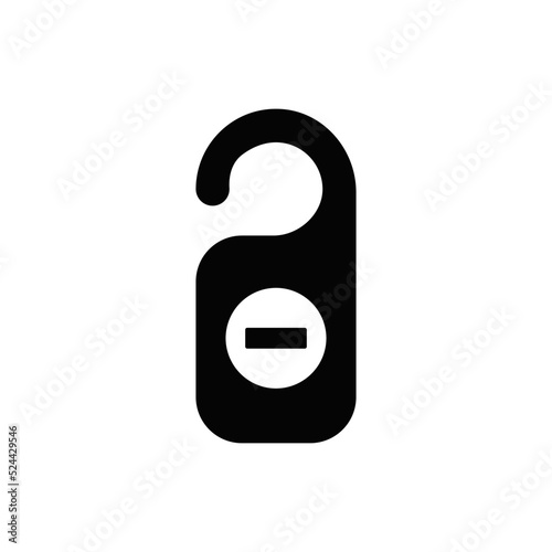 do not disturb door hanger icon in black flat glyph, filled style isolated on white background