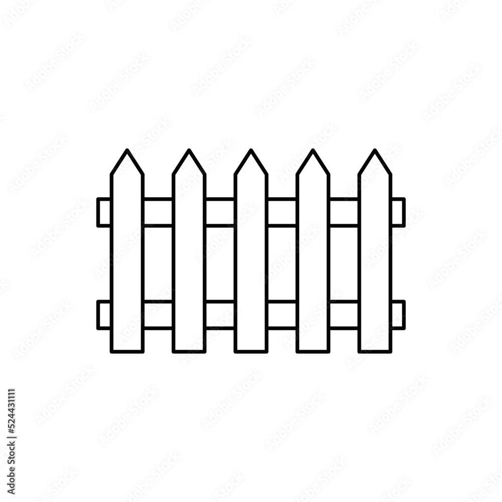 Fence garden wooden icon in line style icon, isolated on white background Fence garden wooden icon in line style icon, isolated on white background