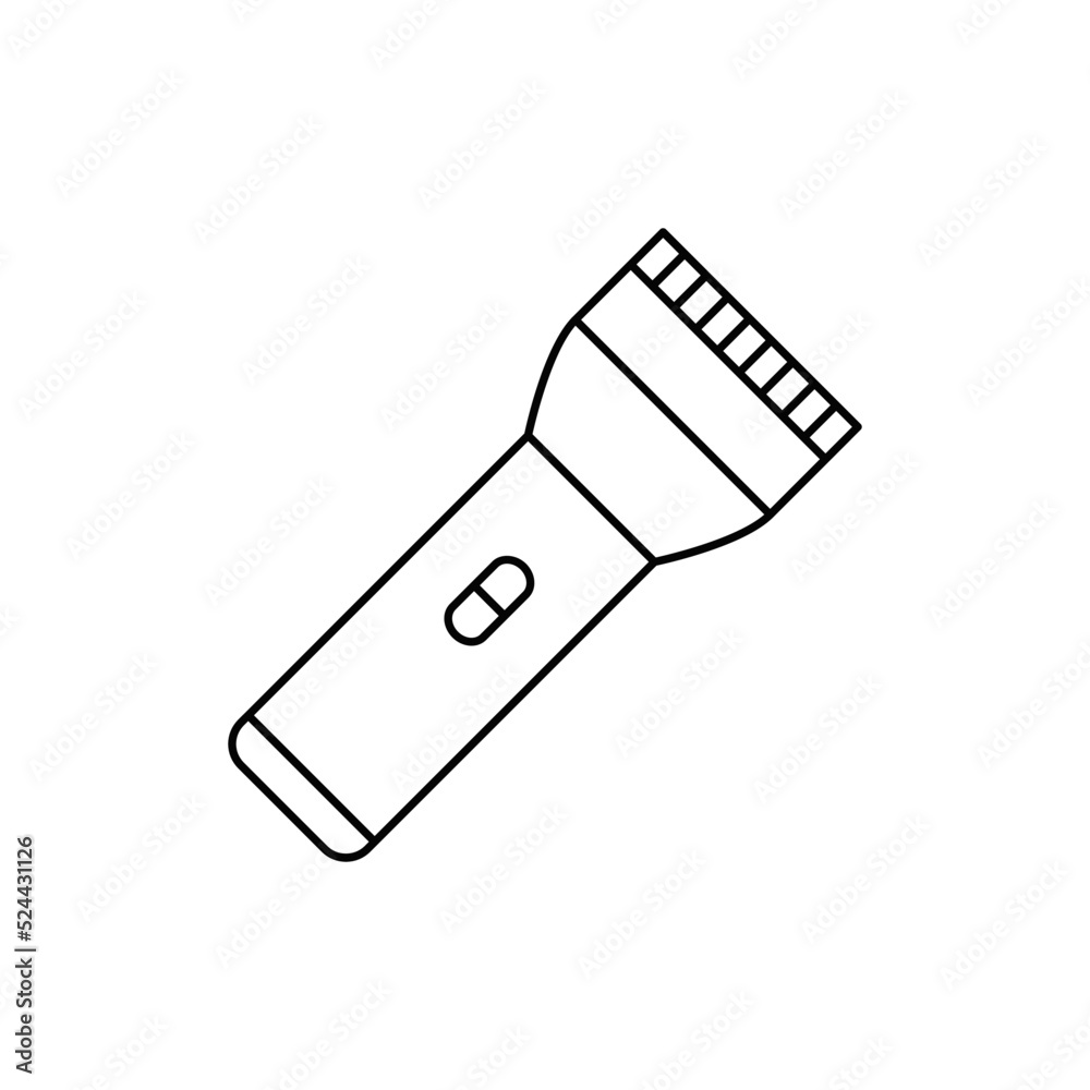 Flashlight lamp, spotlight icon in line style icon, isolated on white background Flashlight lamp, spotlight icon in line style icon, isolated on white background