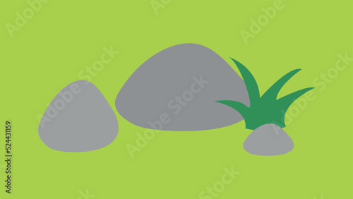 grass grows among the stones