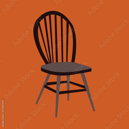 Wooden chair with backrest  illustration