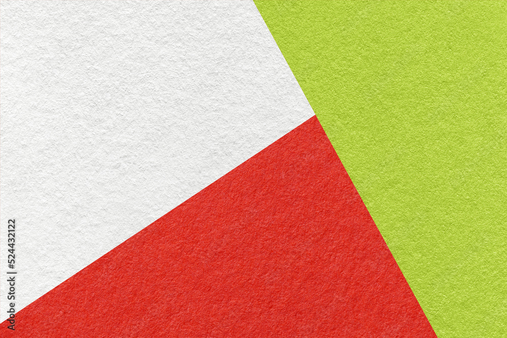 Texture of craft white, green and bright red shade color paper background. Structure of vintage abstract cardboard Texture of craft white, green and bright red shade color paper background. Structure of vintage abstract cardboard