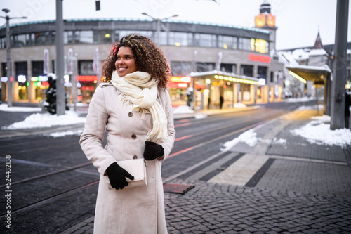 woman walking in the city